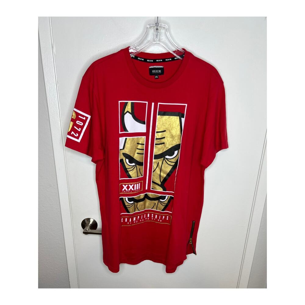 Rise as 1NE Men's Chicago Bulls Championship T-Shirt w/Zippers Red ~ Size 2XL